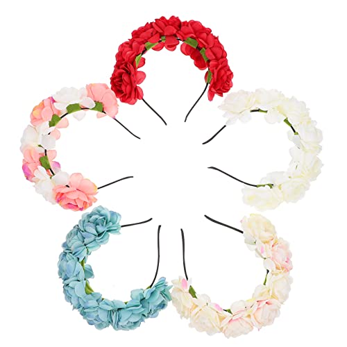 Healeved 5st Stirnband Blumenkopfschmuck Floraler Kopfschmuck Für Die Braut Leistung Haar Dekor Kopfbedeckungen Aus Seidenblumen Kopfschmuck Für Partygirls Braut Stirnband Seidentuch von Healeved