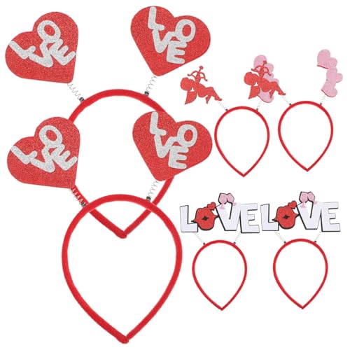 Healeved 6St kostümzubehör für den valentinstag seidenband bändchen anothr love herzen Herz Haarreifen Amor Kopfbedeckung valentinstag kopfschmuck Valentinstag-Party-Haar-Accessoire Plastik von Healeved