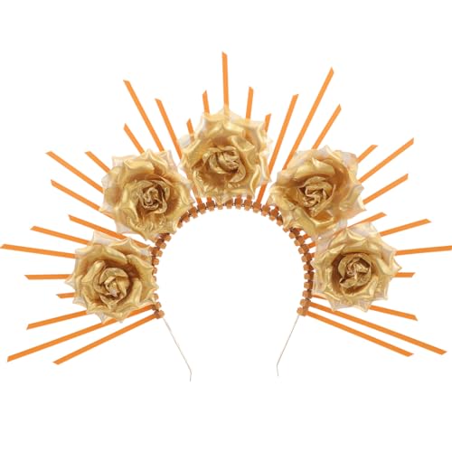 Healeved Blumengöttin-Krone Feengöttin-Stirnband Göttinnen-Blumen-Haarspange Sunburst-Stirnband Sunburst-Stirnband Mit Spikes Für Cosplay Halloween-Kostüm Hochzeitsaccessoires von Healeved