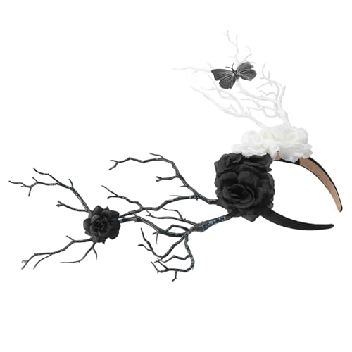 Healeved Halloween-Stirnband Blumenkrone für Mädchen Gothic Blumenstirnband Kostüm party haarreifen halloween haarschmuck halloween deko Stirnband im Halloween-Stil Halloween-Kopfschmuck pp von Healeved