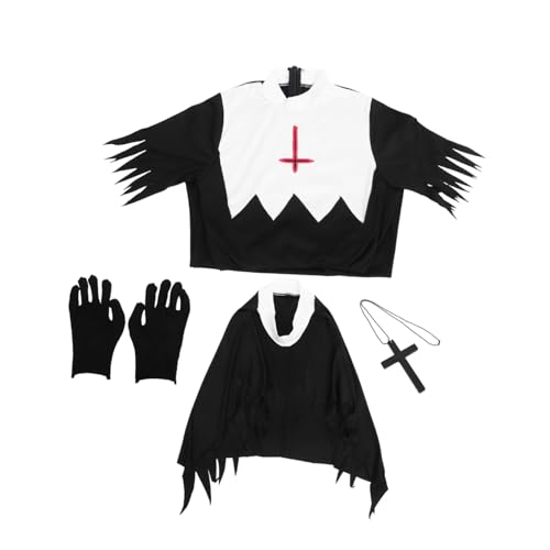 Healeved Halloween Zombie Nonnenkostüm für Erwachsene Schwarzes Kopftuch Handschuhen und Halskette Gruseliges Cosplay Outfit für Halloween Partys Kostümfest und Themenveranstaltungen Healeved Halloween Zombie Nonnenkostüm für Erwachsene Schwarzes Kopftuch Handschuhen und Halskette Gruseliges Cosplay Outfit für Halloween Partys Kostümfest und Themenveranstaltungen von Healeved
