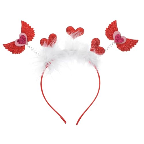 Healeved Liebe Stirnband Valentinskopfschmuck Für Erwachsene Haarschmuck Herz-kopfschmuck Valentinstag Haarband Valentinstag-party-stirnband Lustige Stirnbänder Frauen Stoff Rot von Healeved