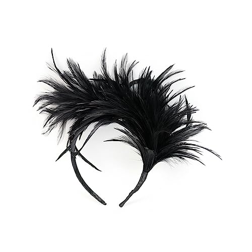 Healeved Party-Kopfschmuck wedding hair accessories federhaarreif Cosplay Haarschmuck Stolz Haarschmuck Fascinators für Frauen Teeparty Haargummis Federkopfschmuck Haarband mit Federn Black von Healeved