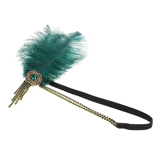 Healeved Stirnband Flapper-Kopfstück Flapper-Accessoires für Frauen kopfschmuck haarschmuck Haarband Kostüm-Ball-Party-Haar-Accessoire Kostümballbevorzugung Kopfbedeckung Plastik Dark Green von Healeved