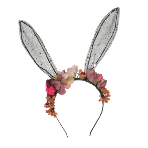 Healeved Stirnband bunny ears bunny ohren haarreif weihnachten Cosplay Haarschmuck Hasenohr Cosplay Kopfschmuck Haarschmuck für Frauen Kostümzubehör Hasenohr Blumenhaarband aus Stoff von Healeved