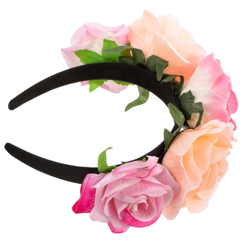 Healeved Stirnband hair-band haar band kopfhoerer imitiertes Rosenhaarband Stirnbänder für das Haar-Make-up von Frauen Dekorative Kopfbedeckung schönes Cosplay-Haarband Polyester- von Healeved