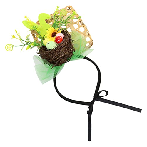 Healeved Vogelnest Stirnband Schleife Haarspangen Haarschmuck Für Mädchen Aufblasbares Kostüm Cartoon-stirnband Make-up-stirnband Haarbänder Für Damen Häschen-stirnbänder Rattan Light Green von Healeved