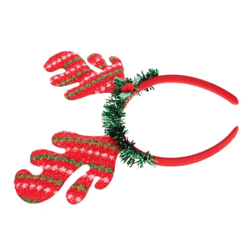 Healeved Weihnachtsstirnband Weihnachtsdeko Leichter und bequemer Haarreif weihnachtstier stirnband Weihnachts-Haarschmuck weihnachten deko Haarband Rentier Kostümzubehör Rentiergeweih rot von Healeved