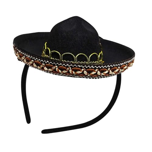 Healeved karneval kopfschmuck fasching haarreif faschingshaareif Leichtgewichtiger Kopfschmuck Mini-Haarreifen mexikanische partyhüte Mexikaner Mexiko Haarbänder Mexiko Haarband Black von Healeved