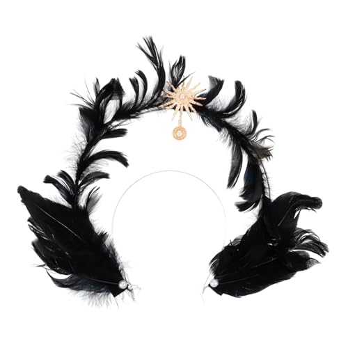 Healeved lolita jungfräulicher Heiligenschein hochzeit haarschmuck party kopfschmuck Maid Cosplay Stirnband Halloween-Stirnbänder für Frauen Cosplay- Plume-Lolita-Stirnband Feder Black von Healeved