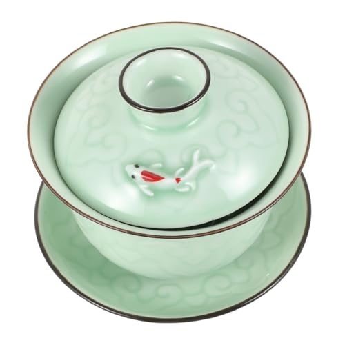 Healifty 1 Satz Keramikschüssel-Set Tee-Ei Kaffeemaschine Hydro Teebehälter Keramik Tasse mit Deckel Teebecher mit Keramikdeckel Kaffeetasse aus Keramik tragbare Kaffeetasse Light Green von Healifty