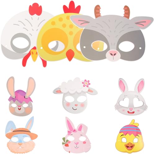 Healifty 9 Stück Osterhasen-Masken Aus Papier Tiermasken Papiermasken Party-Bastelbedarf Lustige Heimaktivitäten Maskerade-Masken Für Kostüm-Cosplay-Partys von Healifty