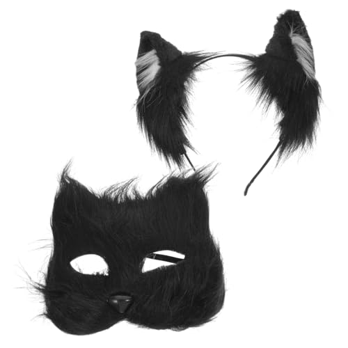 Healvian 1 Satz Fuchs-Masken-Set Halloween Cosplay Maske Tiermaskierte Maske Tanzshow Maske Plüsch Maske schwarze maske Partyzubehör Plüschtiermaske Halloween-Fuchsmaske Cosplay-Maske Black von Healvian