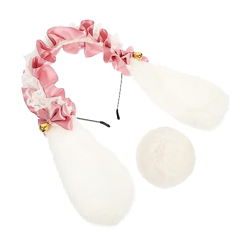 Healvian 1 Satz Hasenohr Stirnband seidenband bandfeile Kostümzubehör Hasenohren Stirnband Kopfhörer Zubehör Kaninchen Cosplay Prop Zubehör Kaninchen-Cosplay-Stütze Spitze Rosa von Healvian