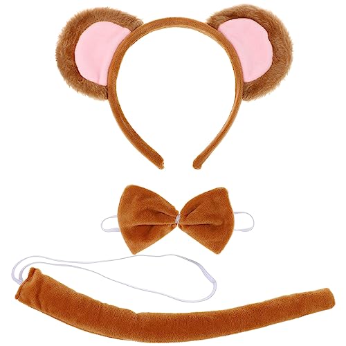 Healvian Tierkostüm Set Halloween Haarreifen Kopfschmuck mit Fliege Tierschwanz Stirnbänder Cosplay Tierkostüm Kinder mit Haarreif Tierstirnband Halloween Kostüm Requisite von Healvian