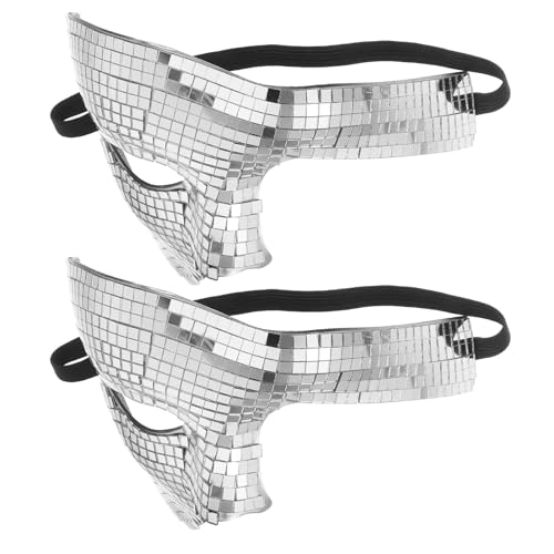 Healvian 2 Stück Glitzer-Disko-Spiegelmaske, funkelnde Halbgesichtsmaske für Halloween-Partys, Kostüm-Requisiten, reflektierende Gesichtsabdeckung für Abschlussball, Karneval und Maskerade, Healvian 2 Stück Glitzer-Disko-Spiegelmaske, funkelnde Halbgesichtsmaske für Halloween-Partys, Kostüm-Requisiten, reflektierende Gesichtsabdeckung für Abschlussball, Karneval und Maskerade, von Healvian