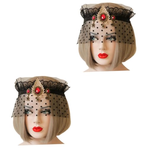 Healvian 2 Stück Kronenschleier Maske Halloween-Stirnbänder Halloween-Spitzen-Stirnband Cosplay-Stirnband -Kostüm Healvian 2 Stück Kronenschleier Maske Halloween-Stirnbänder Halloween-Spitzen-Stirnband Cosplay-Stirnband -Kostüm von Healvian