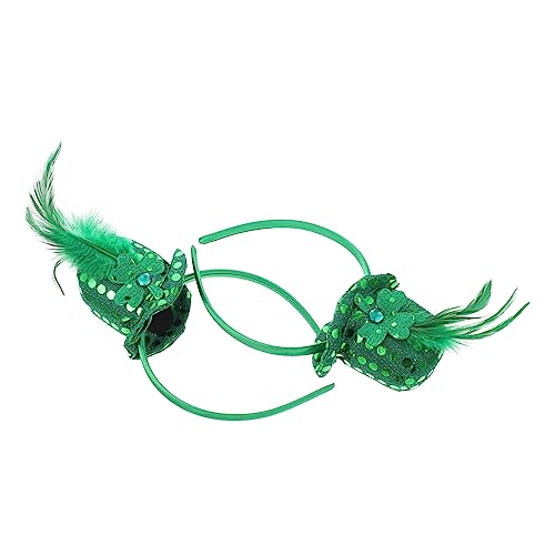 Healvian 2St Pailletten-Zylinder-Stirnband irische Partygeschenke St. Patrick Stirnbänder für Damen st patricks day decorations federhaarreif Haarband stutzenhalter Hutkopfreifen Stoff von Healvian