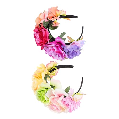 Healvian 2St Stirnband haarclips haar clips weihnachts haarschmuck hair band dekoratives Haarband mit Rosenblüten Partydekorationen imitiertes Rosenhaarband Dekorative Kopfbedeckung Abs von Healvian