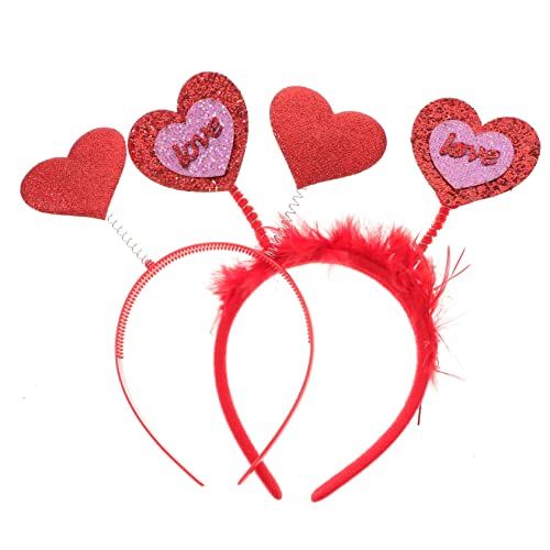 Healvian 2St liebe Stirnband valentinstag zubehör Valentinstag Haarreifen Hochzeit Stirnband faschingshaarreife faschings haarreif Haarband Party-Stirnbänder Herz-Haarschmuck Plastik von Healvian