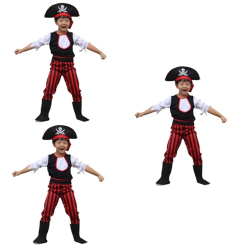 Healvian 3 Sätze Piratenleistung Kostüme kleidung Halloween Piratenkostüm Piraten-Cosplay-Outfit Halloween-Piraten-Cosplay Healvian 3 Sätze Piratenleistung Kostüme kleidung Halloween Piratenkostüm Piraten-Cosplay-Outfit Halloween-Piraten-Cosplay von Healvian