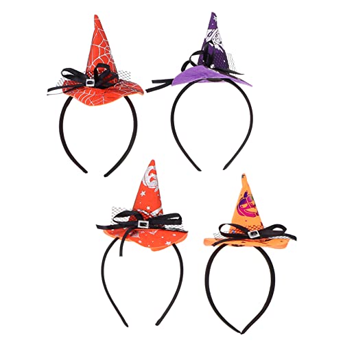 Healvian 4 Stück Halloween-stirnband Vermodern Maskenkopfschmuck Kopfbedeckung Alufolie Fanny Figur Dekoration Kürbis Hexenhängedekorationen Düse Grabstein Mini-skelettfiguren Gesicht Stoff von Healvian