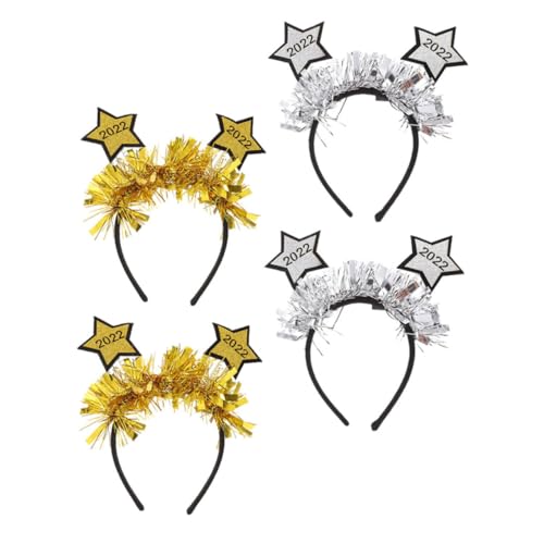 Healvian 4 Stück Pentagramm-Stirnband Star-Stirnband-Kostüm Tiara Silvester Gastgeschenke fasching haarreif faschingshaareif Kopfbedeckungen zum Thema Neujahr Festival-Kopfschmuck Grüßer von Healvian