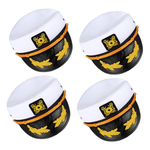 Healvian 4 Stück Verstellbare Kapitänsmützen aus Polyester Stil Matrosenhüte Weiße Yacht Hüte für Damen und Herren für Karneval Halloween Partys und Bootsfahrten Healvian 4 Stück Verstellbare Kapitänsmützen aus Polyester Stil Matrosenhüte Weiße Yacht Hüte für Damen und Herren für Karneval Halloween Partys und Bootsfahrten von Healvian