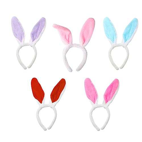 Healvian 5 Stück Kindertagshaar Haarreifen Mit Hasenohren Kopfbedeckung Mit Hasenohren Haarreifen Mit Langen Ohren Kaninchen Stirnband Make Up Stirnbänder Stirnbänder Cosplay von Healvian