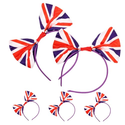 Healvian 5St Stirnband seidenband ribbon haarband mit schleife dekoration party Bowknot Haarreifen Union-Jack-Kleid Union Jack Partygeschenke Urlaub Haarband Feierliche Haarreifen Satin von Healvian