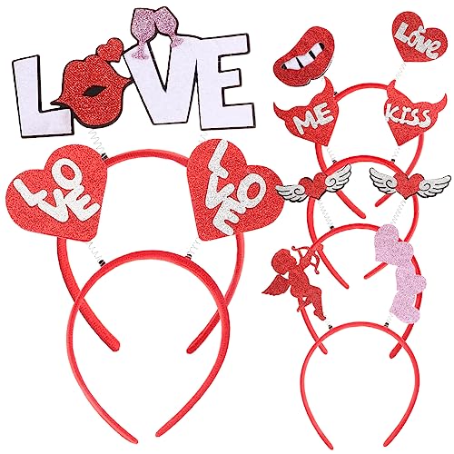 Healvian 6St Valentinsbrille liebe Herz-Haarreifen rosafarbenes Herz-Stirnband hochzeitshaar schmuck wedding hair accessories Valentinstag Stirnbänder für Mädchen Party-Haar-Accessoire von Healvian