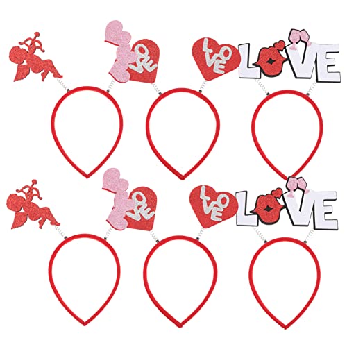 Healvian 6St Valentinstag-Stirnbänder seidenband bändchen hair-band valentinestag love Stirnbänder für Damen Männer Valentinstag-Party-Haar-Accessoire valentinstag party kopfschmuck Plastik von Healvian