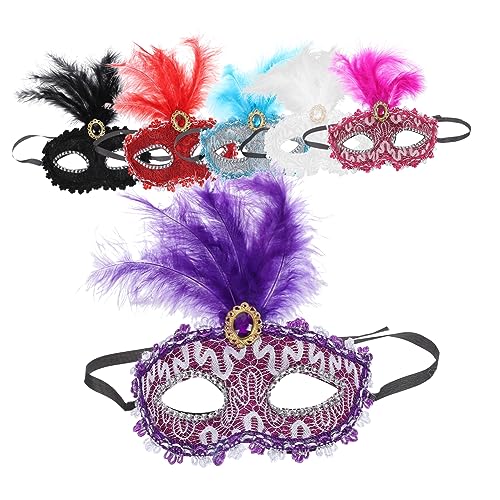 Healvian 6st Halloween-masken 6-teiliges Set Party-masken Frauenmaske Cosplay-maske Für Frauen Maskerade Für Frauen Karneval Maskerade Masken Halloween-maskerade-kostüm Halbmaske Feder von Healvian