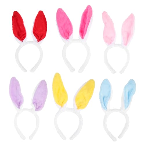 Healvian 6st Hasenohr Stirnband Plüsch Horn Kopfbedeckung Für Ostern Tanz-stirnband Spa-stirnband Hasenohr Stirnbänder Einzigartiges Stirnband Party Samt-stirnband Maskerade Pvc-kunststoff von Healvian