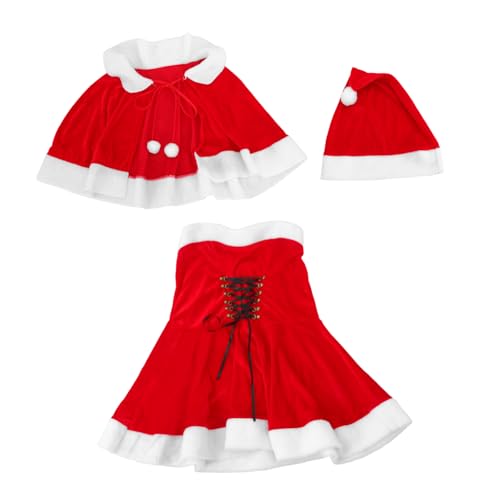 Healvian Damen Mrs Claus Kostüm Teilig mit Cape und Hut aus Atmungsaktivem Polyester Festliches Weihnachtskleid für Party Bühne und Fotoshooting und Langlebig Weihnachtliche Verkleidung Healvian Damen Mrs Claus Kostüm Teilig mit Cape und Hut aus Atmungsaktivem Polyester Festliches Weihnachtskleid für Party Bühne und Fotoshooting und Langlebig Weihnachtliche Verkleidung von Healvian