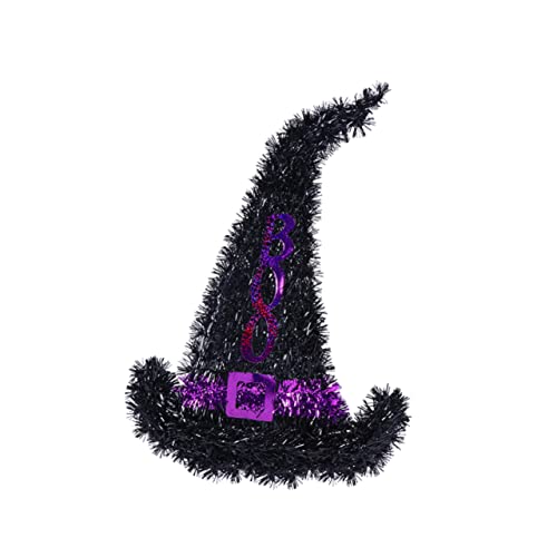 Healvian Halloween-Hexenhut-Anhänger Halloween-Mütze Ornamente Halloween-Partyzubehör halloween wanddeko halloween basteln Hut Ornament Halloween-Plastikverzierung Eisendraht Black von Healvian