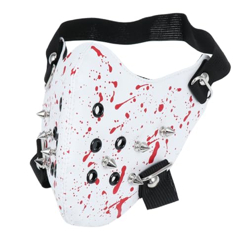 Healvian Halloween Rivet Cool Bloody Half Face Maske, Punk Ledermaske für Partydekor Healvian Halloween Rivet Cool Bloody Half Face Maske, Punk Ledermaske für Partydekor von Healvian
