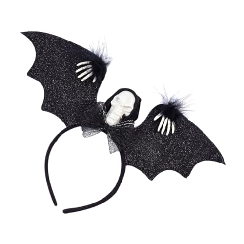 Healvian Halloween-stirnband Mit -kopfschmuck Fledermaus Haarnadel Led-licht-halloween-stirnband Halloween-fledermaus-stirnband Halloween-skelett-kopfbedeckung Kostüm Harz Black von Healvian