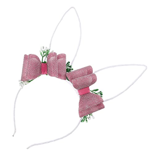 Healvian Kaninchen-Stirnband Frohe Ostern Osterhasenohr tierische stirnbänder Ohrenschützer ostern haarreif festival haarreif Hasenohren erwachsene Frauen Stirnbänder für Damen Plüsch Rosa von Healvian