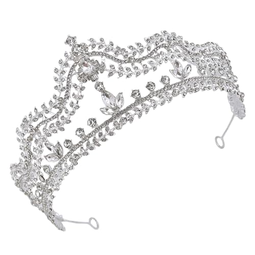 Healvian Krone Brautkopfschmuck Für Die Hochzeit Braut-tiara Braut Kopfschmuck Hochzeitsdekoration Kopfschmuck Für Mädchen Kopfschmuck Für Die Braut Eleganter Kopfschmuck Silver Strass von Healvian