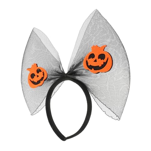 Healvian Kürbis Stirnband halloween halloween mitgebsel halloween kopfbedeckung halloween horror Haar Stirnband rote Schleife Mesh-Stirnband Halloween-Kürbis-Stirnband Stoff von Healvian