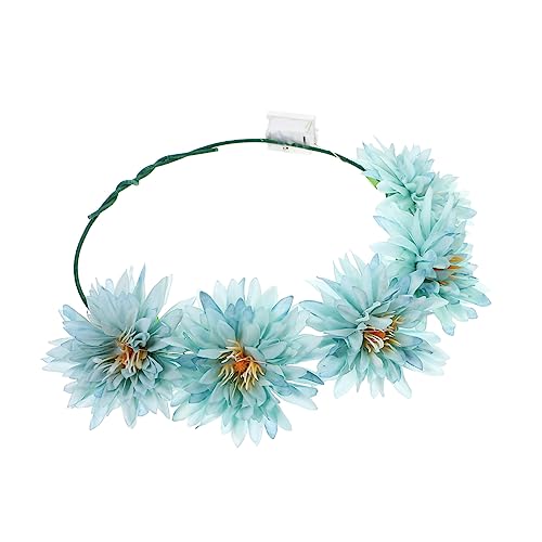 Healvian Leuchtender Kranz Stirnband Mittelalterliches Zubehör Quadratisches Stirnband Stirnbänder Frauen Blumen-hippie-stirnband Goldstirnband Stirnbänder Für Damen Haarband Stoff Green von Healvian