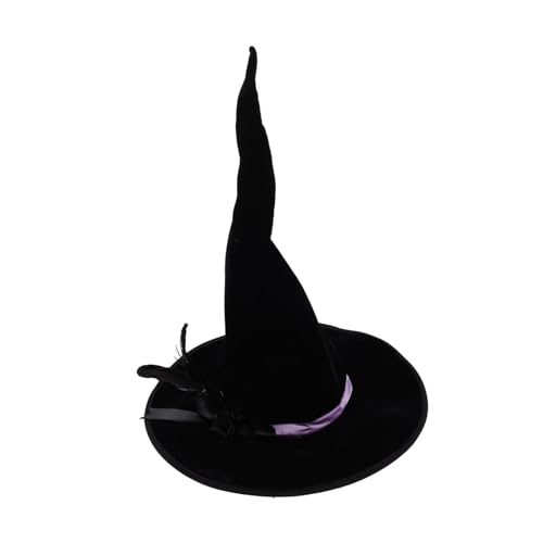 Healvian Luxuriöser Schwarzer Hexenhut aus Samt Großer Filzhut mit Breiter Krempe Traditioneller Zauberer-hut für Halloween-party Cosplay Maskerade und Karneval Damen Zubehör Healvian Luxuriöser Schwarzer Hexenhut aus Samt Großer Filzhut mit Breiter Krempe Traditioneller Zauberer-hut für Halloween-party Cosplay Maskerade und Karneval Damen Zubehör von Healvian