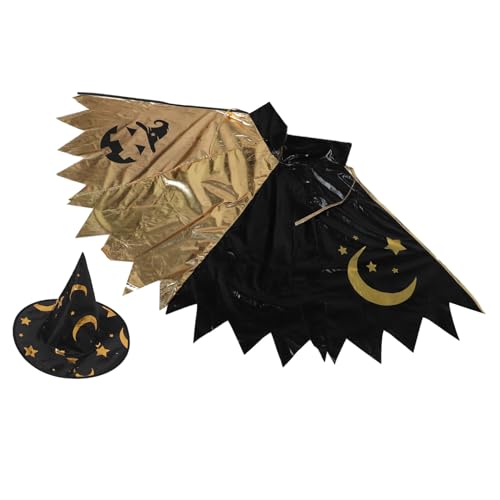 Healvian Magierkostüm mit Faltbarem Hut und Sternen Print Umhang Atmungsaktiv und für Halloween Rollenspiele Geburtstagsfeiern Vielseitiges Jungen Mädchen Kostüm Healvian Magierkostüm mit Faltbarem Hut und Sternen Print Umhang Atmungsaktiv und für Halloween Rollenspiele Geburtstagsfeiern Vielseitiges Jungen Mädchen Kostüm von Healvian