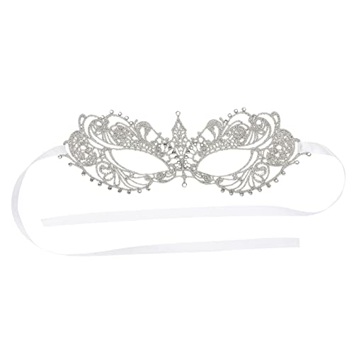Healvian Spitze Cosplay Maske Damen Silber mit Glitzer Atmungsaktive Festival Maske für Halloween Karneval Maskenball Kostüm Party Healvian Spitze Cosplay Maske Damen Silber mit Glitzer Atmungsaktive Festival Maske für Halloween Karneval Maskenball Kostüm Party von Healvian