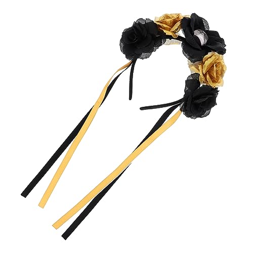 Healvian -Stirnband Stirnbänder für Damen Halloween-Knoten-Stirnband Halloween-Blumen halloween haarschmuck halloween haarreif Cosplay-Kopfschmuck Halloween Stirnband Stoff Golden von Healvian