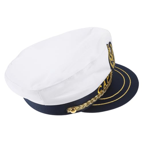 Healvian Verstellbare Weiße Kapitänsmütze für Erwachsene Langlebige Matrosen Hut für Damen und Herren als Kostüm und Party Accessoire für Yacht und Segelthemen Healvian Verstellbare Weiße Kapitänsmütze für Erwachsene Langlebige Matrosen Hut für Damen und Herren als Kostüm und Party Accessoire für Yacht und Segelthemen von Healvian
