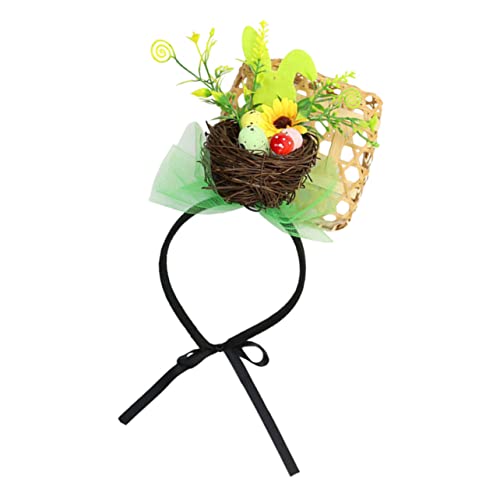 Healvian Vogelnest Stirnband aufblasbares Kostüm Haarbänder für Damen Osterhase Hasenkostüm fasching haarreif fasching kopfbedeckung Mädchen Stirnband Osterkopfschmuck Rattan Light Green von Healvian