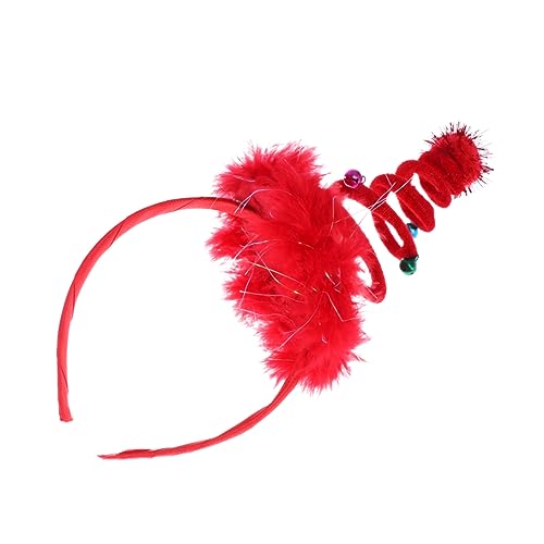 Healvian Weihnachts Haarreif Mit Feder Und Glocken Rot Party Kopfschmuck Für Mädchen Festlicher Haarschmuck Für Weihnachten Und Feiern von Healvian