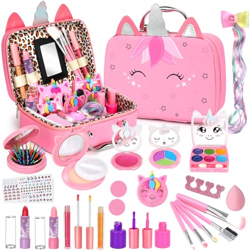 Heaning Schminke Mädchen Geschenk Mädchen Spielzeug - Kosmetiktasche Make-up Mädchen Spiele Mädchen Spiele Halloween Weihnachten Geburtstag Spiele Kinder Geschenk Mädchen 3 4 5 6 7 8 9 10 11 12 Jahre von Heaning